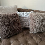 Faux Mongolian Fur Cushion 45cm - Brown