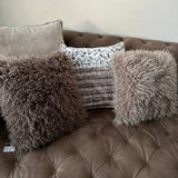 Faux Mongolian Fur Cushion 45cm - Taupe