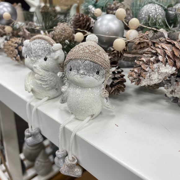 Christmas White Bird Shelf Sitter
