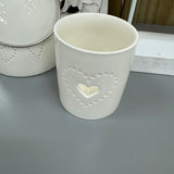 Small Ceramic Dotted Heart Candle Pot 8cm