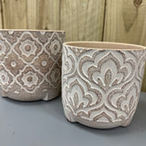 Neutral tone Floral pattern Plant Pots - 2 sizes