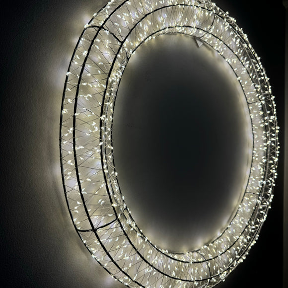 Silver Light Up Round Wreath 60cm