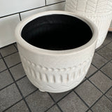 White Patterned Ceramic Raised Planter H14.5cm
