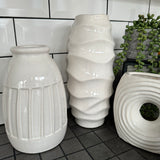 White Striped Ceramic Vase H24.5cm