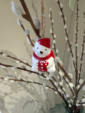 Ceramic small White fat reindeer Hanging Ornament
