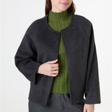 Wool Blend Boxy Jacket - Stone
