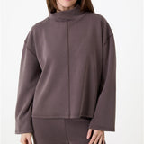 Luxe Jersey Funnel Neck Sweatshirt - Navy