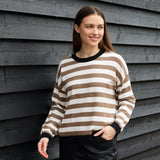Dreams London
Cashmere-like knitwear collection
Multi stripe Crew Neck Jumper
Colour - Mink &amp; off White stripe