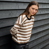 Dreams London
Cashmere-like knitwear collection
Multi stripe Crew Neck Jumper
Colour - Mink &amp; off White stripe