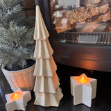 Ceramic neutral cream fluted tiered distressed tiered Tree 37cm