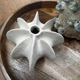 Handmade stoneware coarse sand-like finish Vase; soft, sweeping structural fins radiating out from a central vessel opening H17cm