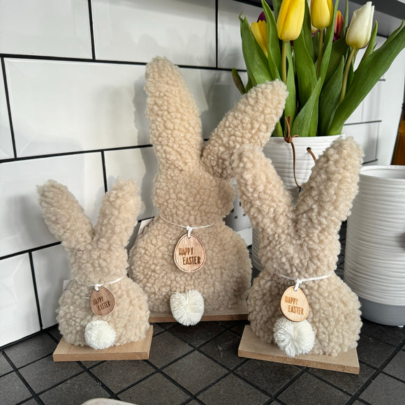 Natural Soft Sherpa Easter Rabbits - Available in 3 sizes; Small 19cm, Medium 22.5cm & Large 32cm