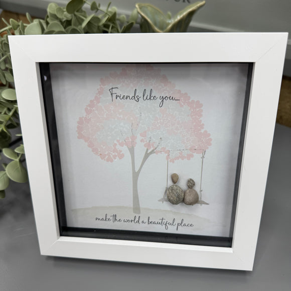 Pebble Art by La De Da Living 

Award winning keepsake gifts - Handmade in the Cotswolds 



Framed Pebble Art - Midi White block square frame 17.5cm
'Friends like you.... make the world a beautiful place'

