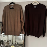 Cashmere-like Oversized Crew Neck Jumper - Chocolate