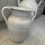 Cream/off white Distressed H27cm Ceramic Vase with Handles
