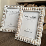 Whitewashed Wooden beaded design Photo Frames with a neutral distressed tone

Two sizes - Small 6x4cm &amp; Large 7x5cm&nbsp;