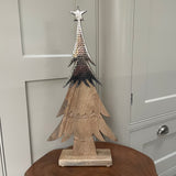 Wooden Christmas Tree H52cm with metal silver detail on the top 