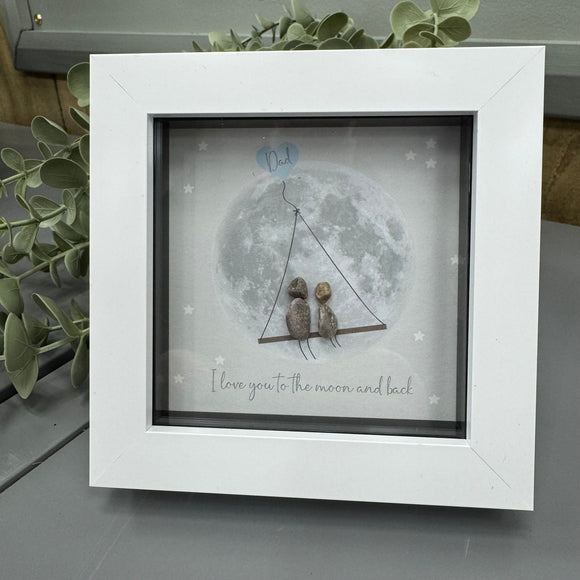 Mini Framed Pebble Art - 'Dad I love you to the moon..'