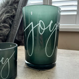 Glass Deep Green Hurricane 'Joy' candle holder - 2 sizes