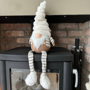Beige / Cream Fabric Sitting Santa with Dangly Legs 56cm&nbsp;