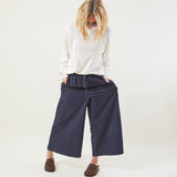 Chalk - Armelle Trouser is a wide legged culotte pant  Colour - Chambray Denim