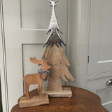 Wooden Christmas Tree H52cm with metal silver detail on the top 