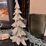 Elegant textured glitter Christmas tree with jagged branch tiers covered in champagne glitter shimmer finish H45cm