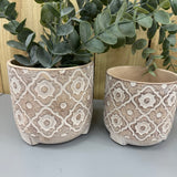 Neutral tone Round circle pattern Plant Pots
Available in two sizes; Medium H12.5cm &amp; Large H15.5cm