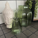 Vintage Green Glass Vases - 2 sizes