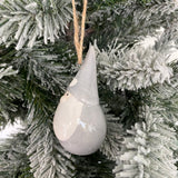 Christima Ceramic Hanging Decoration - White & Grey Gonk 9cm 