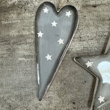 Ceramic Hanging Grey Heart or Star