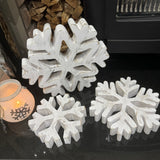 Standing Wooden Snowflakes set of 3