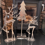 Standing Silver Metal Tall Reindeers - 2 Sizes