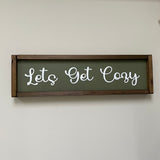 Rectangular Framed Olive Plaque - Let's Get Cosy