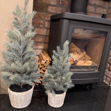 Faux Pine Tree in woven-like clay pots - 2 sizes