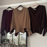 Cashmere-like Batwing Jumper - Chocolate