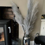 Feathered Artificial Spray pack of 3 - Grey 98cm