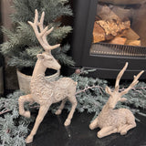 Elegant resting Reindeer frosty finish & detailed Antlers
