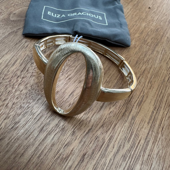 Eliza Gracious - Oval fronted Expanding Bangle | Pale Gold