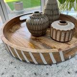 Round Wooden Whitewashed Trays - 2 sizes
