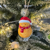 Fun Christmas Potato Ceramic Hanging Decoration 6.6cm wearing a santa hat &amp; scarf