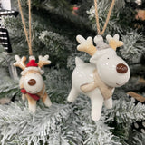 Ceramic Red Nose Reindeer Hanging Decoration 8cm Available in Grey hat or Red hat 