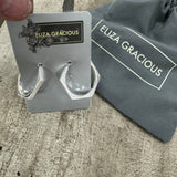 Eliza Gracious - Burnished Silver Angular Hoop Earrings