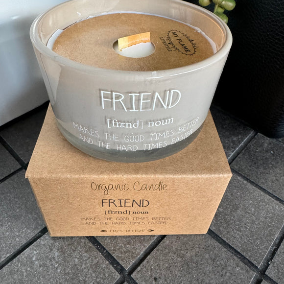 Scented Soy Woodwick Candle - Friend noun