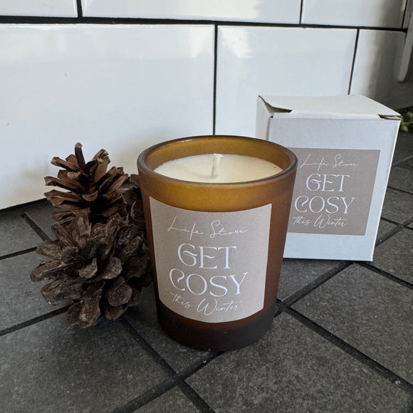 100% Plant Wax hand poured in the UK with sustainable ingredients for the Life Store
9cl Votive Glass filled candle with upto 30 hours of burn time.


Cosy autumnal & winter fragranced candle
Get Cosy with a spiced apple fragrance 