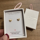 Life Charms the Thoughtful Jewellery Co.
Silver plated stud hypoallergenic Earrings collection;
Sparkling Gold Heart Stud Earrings E249G