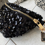 Eliza Gracious - Black Sequin Sling Bag with 2 straps