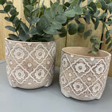 Neutral tone Round circle pattern Plant Pots - 2 sizes