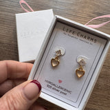 Life Charms the Thoughtful Jewellery Co.
Silver plated stud hypoallergenic Earrings collection;
Open Heart Drop Gold Stud Design E216G