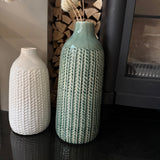 Green Patterned Tall Vases - Large